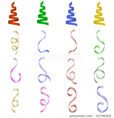 Serpentine coil ribbon mockup set, realistic style 42396800