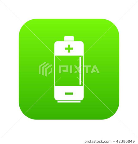 Alkaline battery icon digital green Alkaline battery icon digital green 42396849