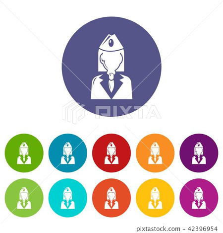Train conductor icons set vector color 42396954