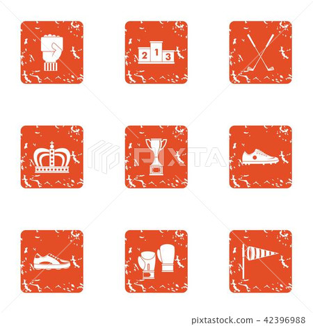 Ascent icons set, grunge style 42396988