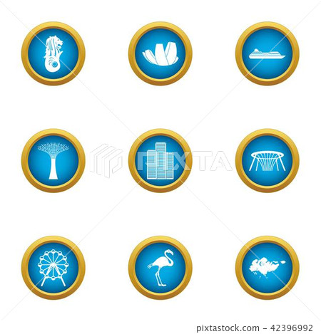 Wandering icons set, flat style 42396992