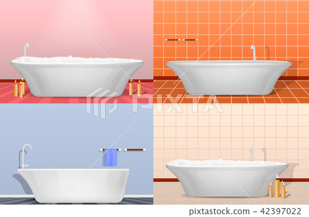 Bathtub interior mockup set, realistic style 42397022
