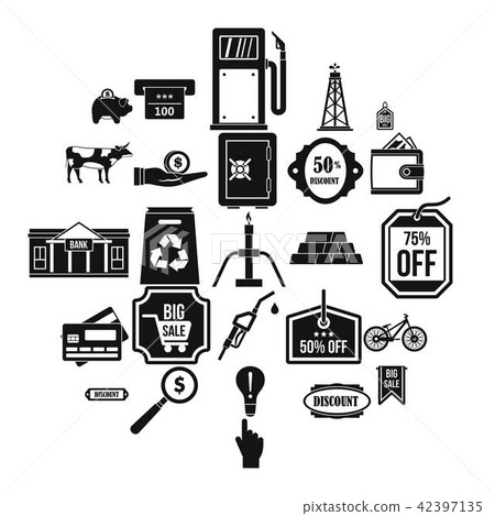 Prudence icons set, simple style-插圖素材 [42397135] - PIXTA圖庫
