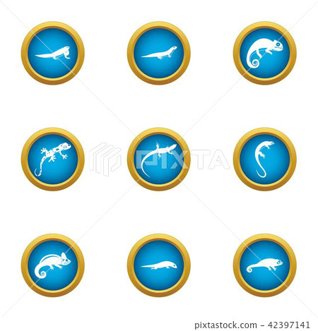 Viviparous lizard icons set, flat style 42397141