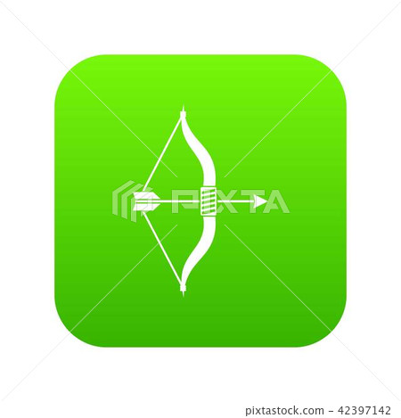 Bow and arrow icon digital green 42397142