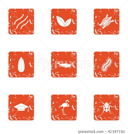Biological icons set, grunge style Biological icons set, grunge style 42397192