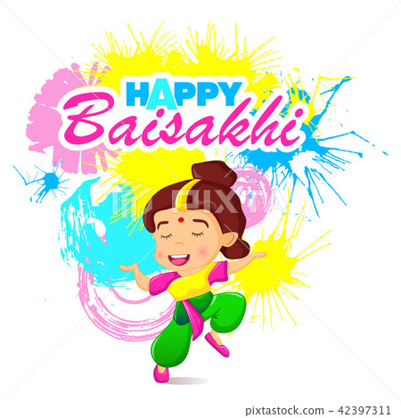 Happy baisakhi woman concept banner, cartoon style Happy baisakhi woman concept banner, cartoon style 42397311