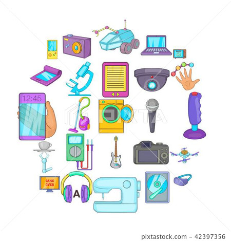 Electronic device icons set, cartoon style 42397356