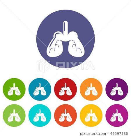 Lungs icons set vector color Lungs icons set vector color 42397386