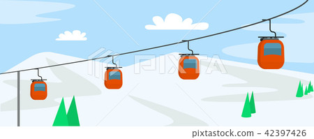 Mountain ski cabine concept background, flat style Mountain ski cabine concept background, flat style 42397426