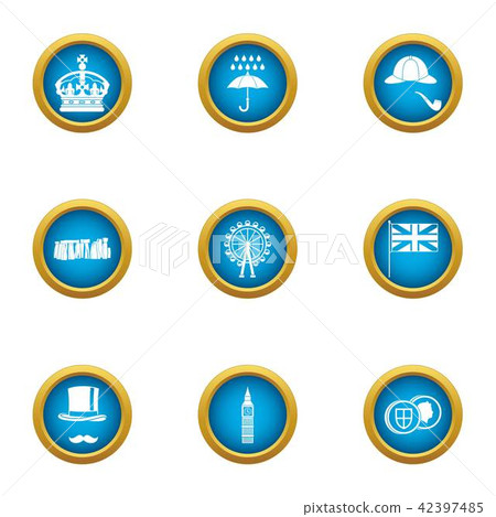 Island of great Britain icons set, flat style Island of great Britain icons set, flat style 42397485
