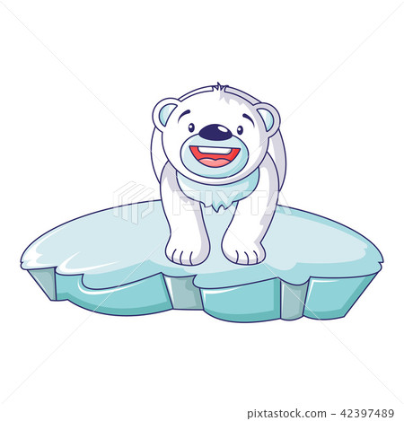 Polar bear on iceberg icon, cartoon style - Stock Illustration ...