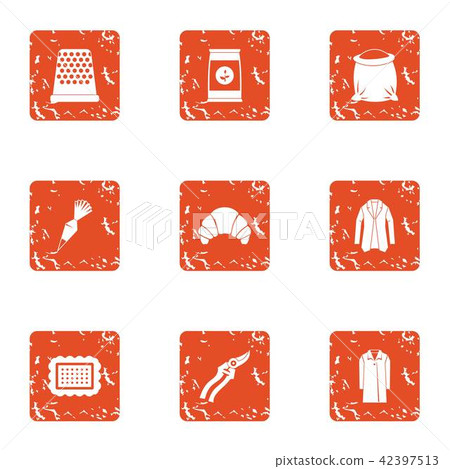 Workpiece icons set, grunge style Workpiece icons set, grunge style 42397513