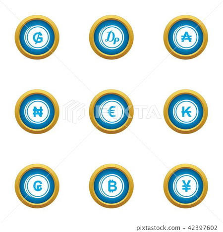 Money collapse icons set, flat style Money collapse icons set, flat style 42397602
