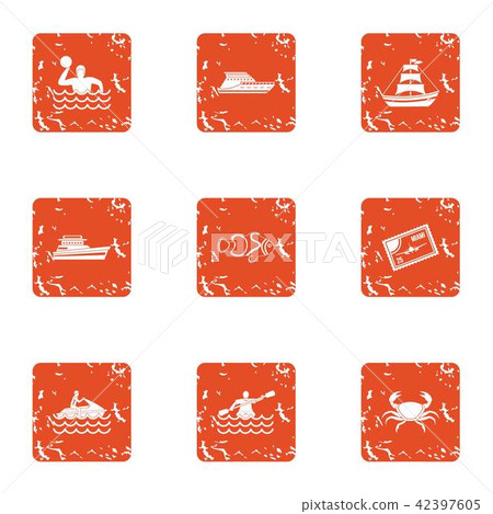 Water spectacle icons set, grunge style 42397605