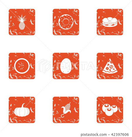 Plant shop icons set, grunge style 42397606
