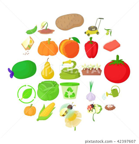 Arboriculture icons set, cartoon style 42397607