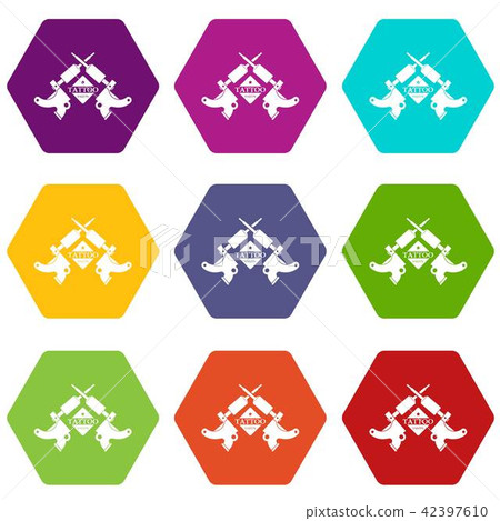 Tattoo machine icons set 9 vector Tattoo machine icons set 9 vector 42397610