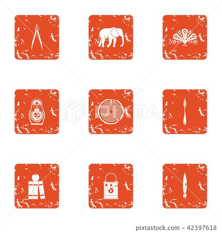 Untamed icons set, grunge style 42397618