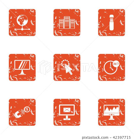 Host icons set, grunge style Host icons set, grunge style 42397715