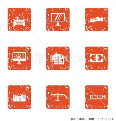 Data stream icons set, grunge style Data stream icons set, grunge style 42397844