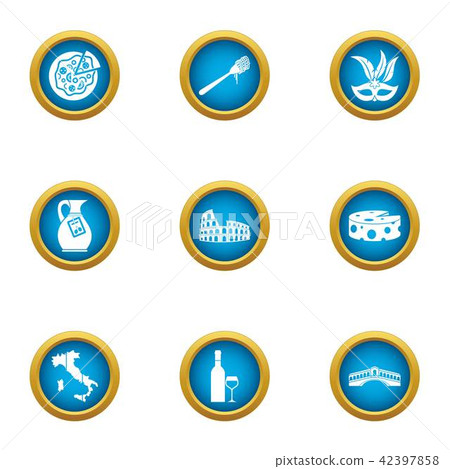 Sweetness icons set, flat style 42397858