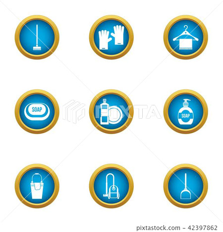 Soap business icons set, flat style 42397862