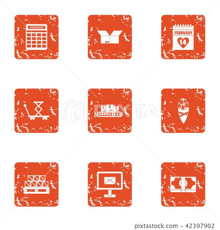 Secret meeting icons set, grunge style 42397902