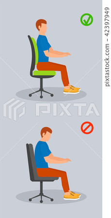 Computer sit position banner vertical, flat style Computer sit position banner vertical, flat style 42397949