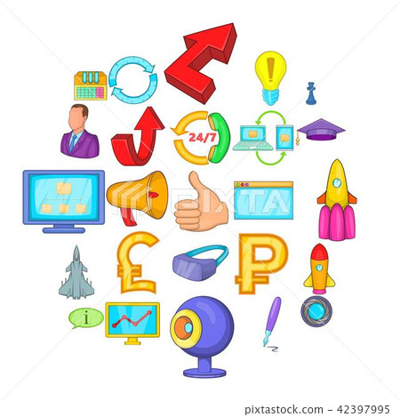 Designer freelancer icons set, cartoon style 42397995