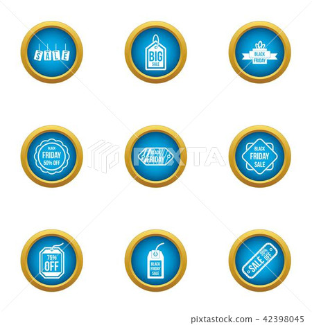Discount time icons set, flat style Discount time icons set, flat style 42398045