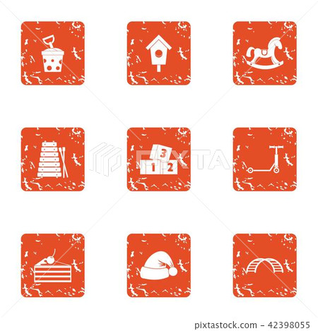 New year holiday icons set, grunge style New year holiday icons set, grunge style 42398055