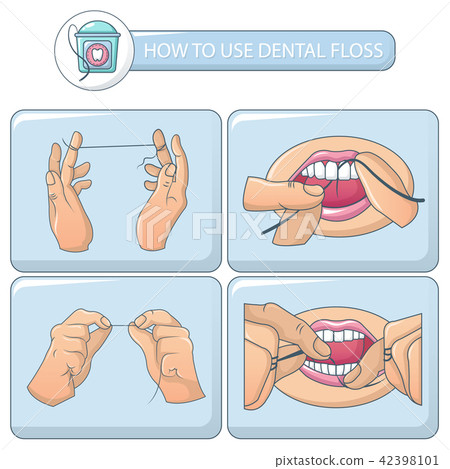 Floss dental banner concept set, cartoon style 42398101