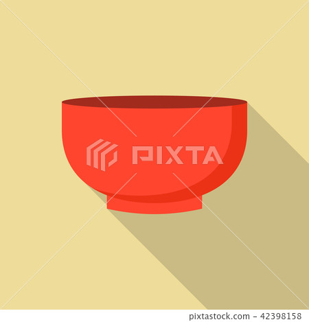 Red bowl icon, flat style Red bowl icon, flat style 42398158