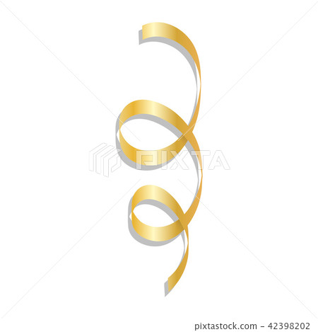 Golden curl ribbon mockup, realistic style Golden curl ribbon mockup, realistic style 42398202