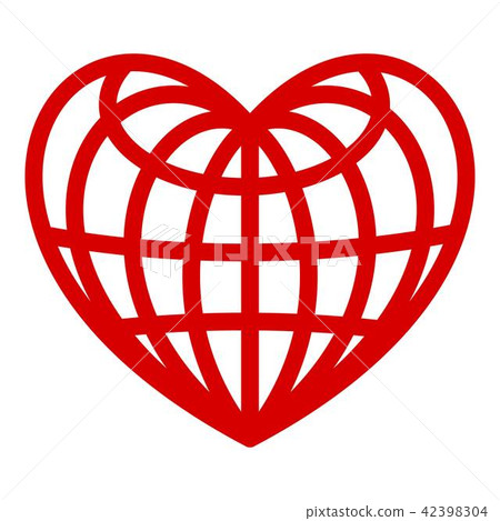 Heart of globe icon, simple style Heart of globe icon, simple style 42398304