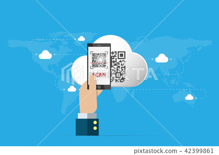 business hand holding smartphone to scan qr code business hand holding smartphone to scan qr code 42399861
