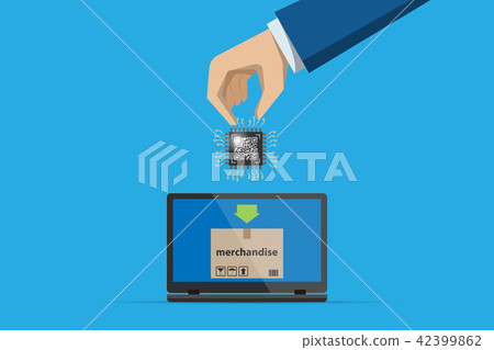 business hand insert qr code chip processor 42399862
