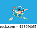 world globe with shopping cart and money 42399865
