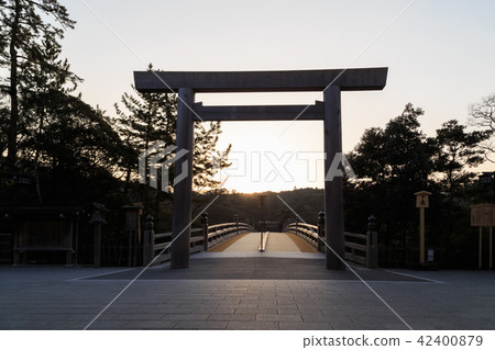 Ise shrine Uji Bridge torii 42400879