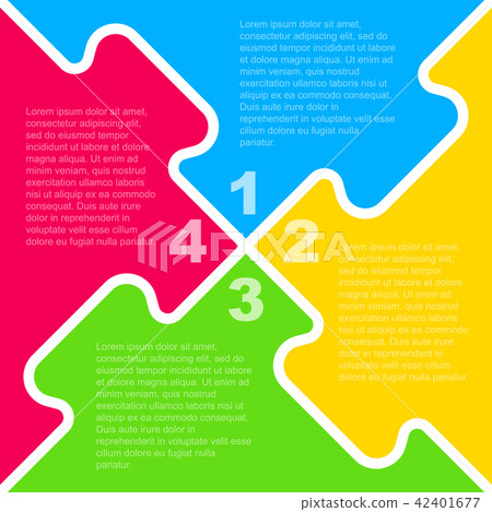 Four Colorful Piece Puzzle Infographic. 4 Step. - Stock Illustration ...