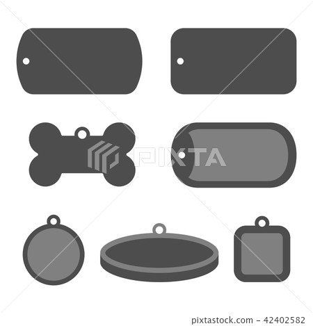 Set of dog tag id badges. Identification labels 42402582