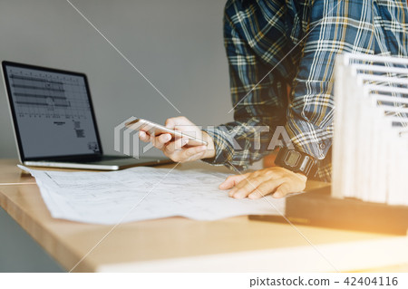 Engineering man standing and message Engineering man standing and message 42404116