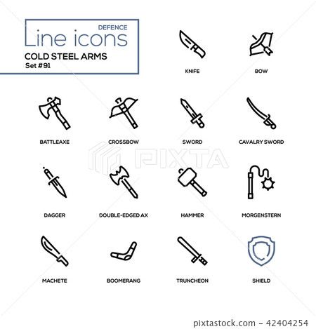 Cold steel arms - modern line design icons set 42404254