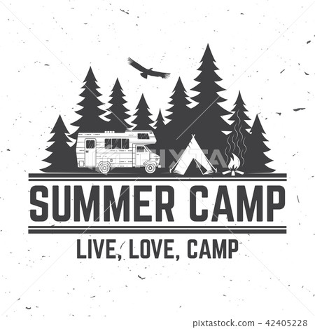 Summer Camp. Vector Illustration. Concept For - Stock Illustration 