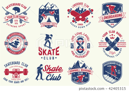 Set of Skateboard and longboard club badges. Vector illustration 42405315