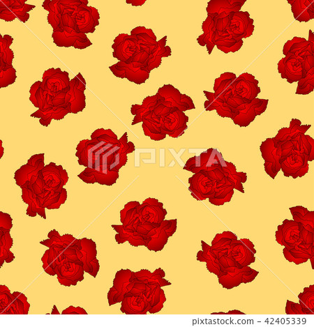 Red Carnation Flower on Yellow Background. 42405339
