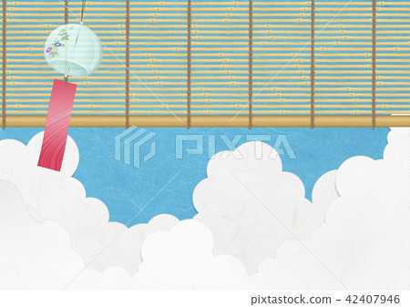 感覺日本紙質（夏天的天空，入口雲，風鈴）的插圖 42407946