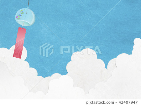 感覺日本紙質（夏天的天空，入口雲，風鈴）的插圖 42407947