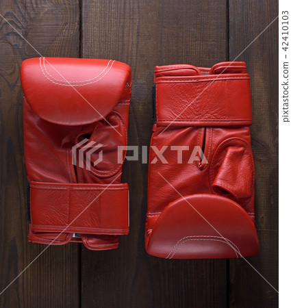 pair of leather red boxing gloves pair of leather red boxing gloves 42410103